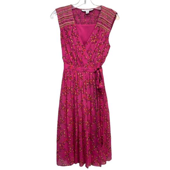 DVF Diane Von Furstenberg Bali Wrap Dress Pink Floral SZ 4 - Picture 2 of 6